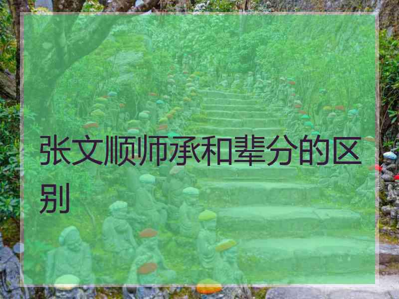 张文顺师承和辈分的区别