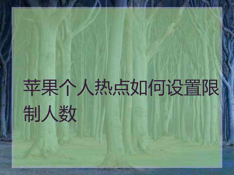 苹果个人热点如何设置限制人数