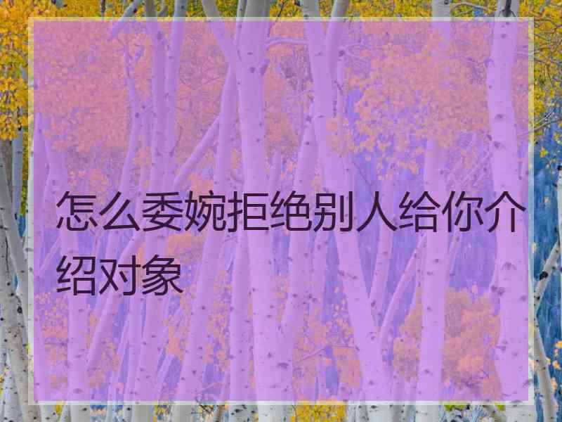 怎么委婉拒绝别人给你介绍对象