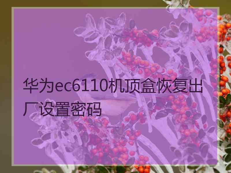 华为ec6110机顶盒恢复出厂设置密码