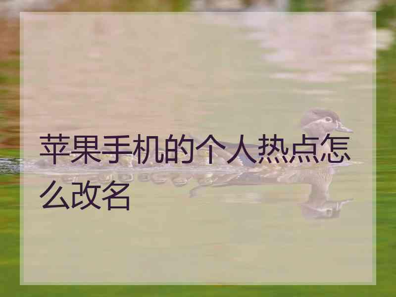 苹果手机的个人热点怎么改名