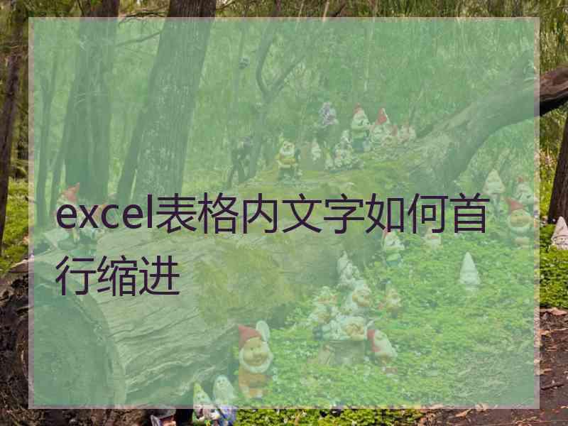 excel表格内文字如何首行缩进