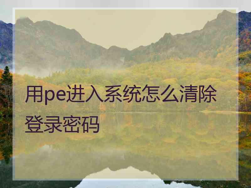 用pe进入系统怎么清除登录密码