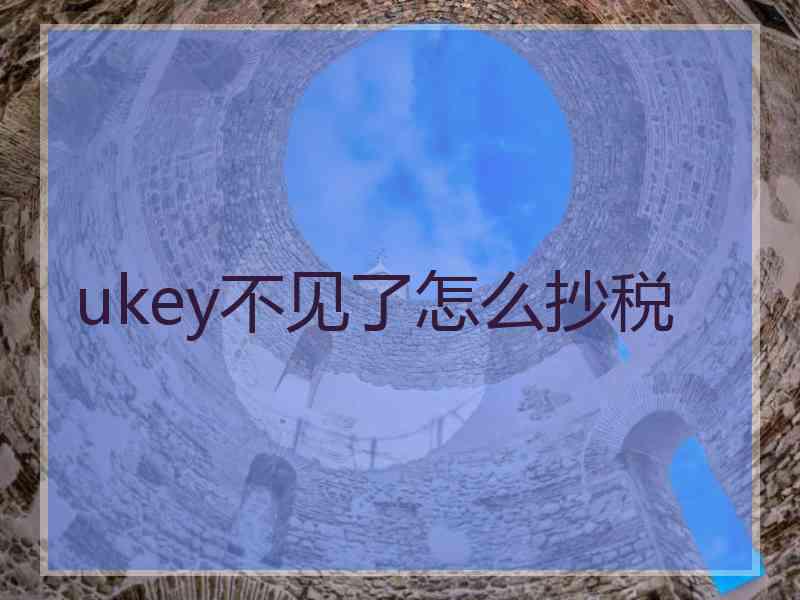 ukey不见了怎么抄税