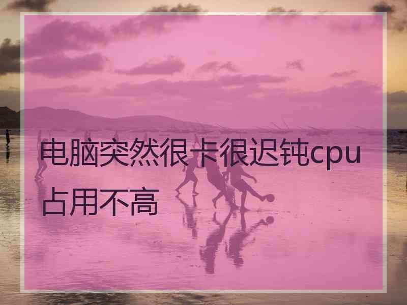 电脑突然很卡很迟钝cpu占用不高