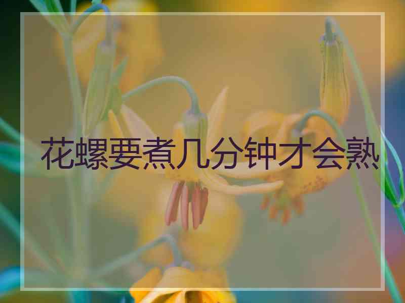 花螺要煮几分钟才会熟